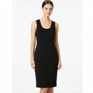 ST. JOHN Legacy Black Santana Knit Sleeveless Sheath Dress Size 2 Scoop Neck